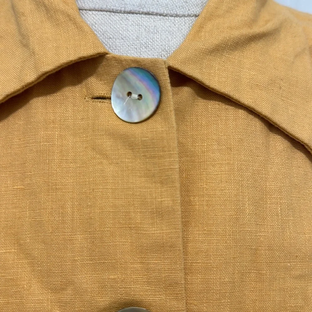 Vintage Bedford fair yellow blazer‎ jacket linen cotton sz 10 preppy bold retro